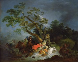 Reizigers gevangen in een storm, c.1770